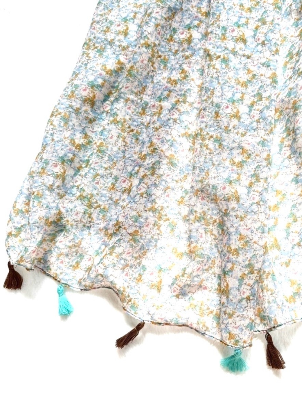 Paisley Floral Tassel Scarf Shawl Lightweight Wrap 70x35 Boho Gift - Picture 3 of 4